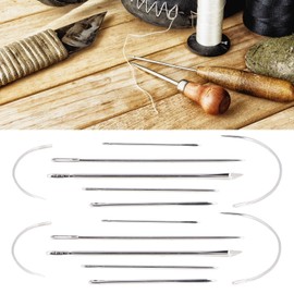 2 Sets Hand Sewing Needle Kit, Multifunctional Leather Sewing Kit with Carpet, Canvas, Sack, Straight Needle, Curved Mattress, Triangle Needle for DIY Leather Craft