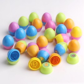 Xmart 24 Stück Osterei Kinderstempel Plastik Mini Stempel Kinder Set Mehrfarbige Niedliche Stempelset Osterhasen Eier für Ostergeschenke Kinder Osternkorb Stuffers Füllstoffe Ostern Partyzubehör