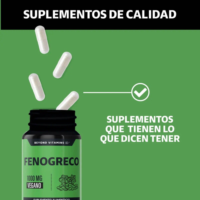 Beyond Vitamins Fenogreco 1000mg Calcio Hierro Aguaje Vegano Rellenos Fenugreek