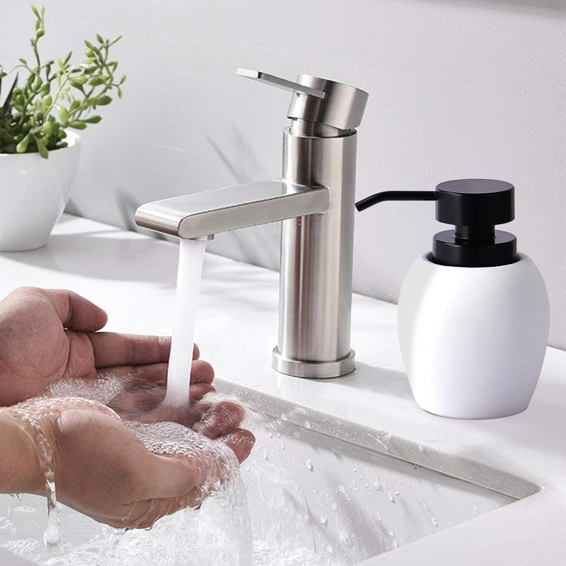 White Black Hand Soap Dispenser, Ceramic Liquid Soap Dispenser for