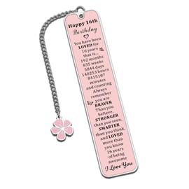 Sweet 16 Gifts for Girls - 16 Year Old Girl Gifts, Happy 16th Birthday for Daughter Niece Sister Birthday Bookmark for Friends Sweet Sixteen Gifts, 16th Birthday Gifts for Girls