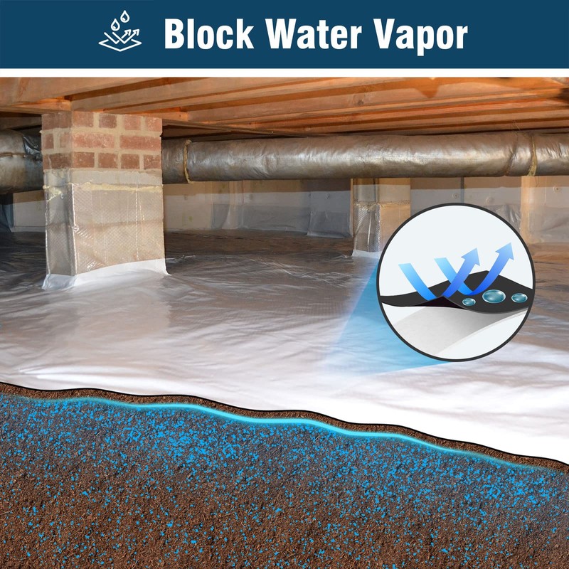 Spirecover Crawl Space Vapor Barrier, 14 Mil 10x30' Black/White Panda