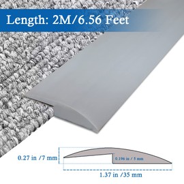 Floor Transition Strip Self Adhesive Carpet & Flooring Transitions Edging Trim Strip PVC Threshold Transitions Suitable for Threshold Height Less Than 5mm (6.56Ft, Gray)