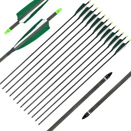ARCTIRA Archery Real Feather Arrows for Recurve & Traditional Bow 30 inch Carbon Arrows with Removable Arrow Tips for Targeting Adult Beginners 12 Pcs