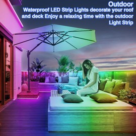 zoegi Outdoor LED Strip Lights Waterproof,Music Sync RGB IP68 Outside Led Light Strips Waterproof with App and Remote,Exterior Led Rope Lights for Deck,Balcony,Roof,Garden,Pool (50FT)