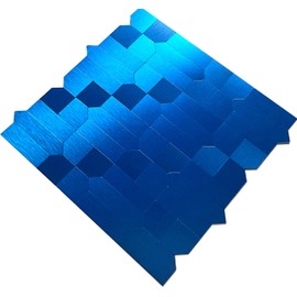 XUANINY 7-Sheet Peel and Stick Metal Backsplash Tiles, Self Adhesive Multiple-Shapes Aluminum Mosaic 3D Wall Sticker for Kitchen Bathroom Decor (7, Brushed Blue)