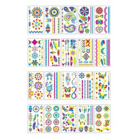 Alnicov Neon Light Up Temporary Tattoo Stickers for Birthday Parties, Clubs, Music Nights, Festivals etc