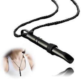 Breathing Necklace, Stress Relief Mindful Necklace, Anxiety Relief Necklace for Men Women, Whistle Necklace(Black)