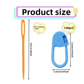 Sewing Thread Marks, 120 Crochet Thread Marks of 10 Colors, for Knitting and Sewing, Colored crochets, 5 Plastic Needles, Randomly Equipped with compartments