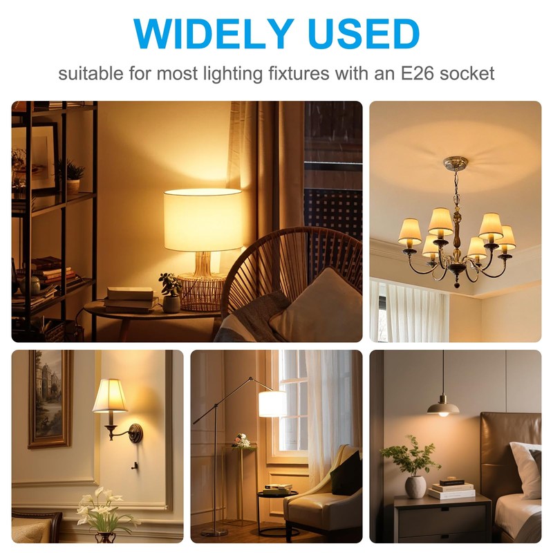 Powfloven E26 Rechargeable Light Bulbs with Remote and USB Charging,