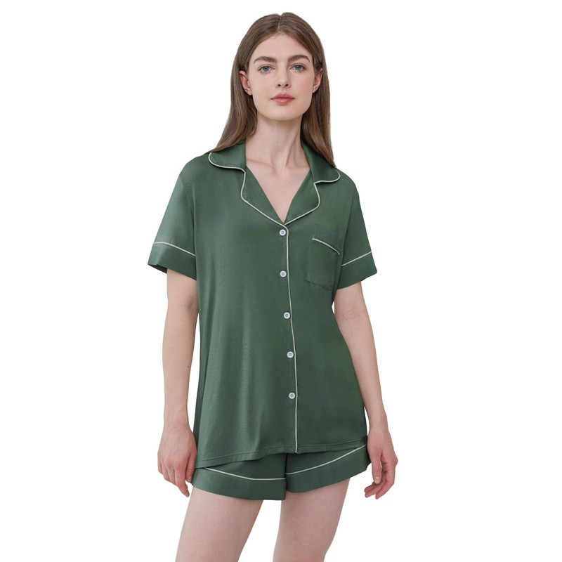 Joyaria Womens Button Down Bamboo Viscose Pajamas Set Short Sleeve