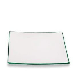 GMUNDNER KERAMIK Dinner Plate Size: L 26 cm x W 26 cm x H 2.2 cm Green Edge Crockery Handmade in Austria