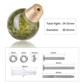 mookaitedecor Set of 2 Natural Peridot Crystal Ball Drawer Knobs with Screws, Resin Round Ball Sphere Green Healing Stone Knobs Handles Pulls for Cabinets Cupboard Kitchen Door Wardrobe Dresser