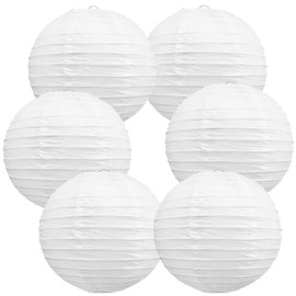 DecoGlee 10-Inch White Paper Lanterns Decorative Chinese/Japanese Hanging Round Paper Lanterns Lamp for Birthday, Wedding, Christmas, Bridal, Home Decor, Party Decoration (6 Packs)