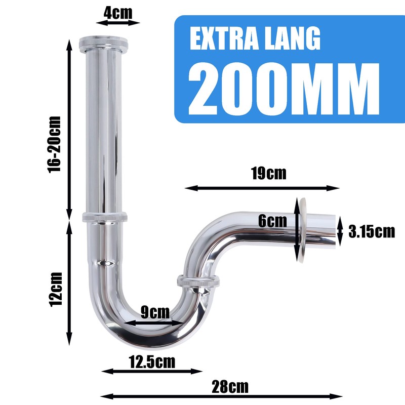 Universal Siphon Extra Long 200 mm Immersion Pipe: Syphon Bathroom