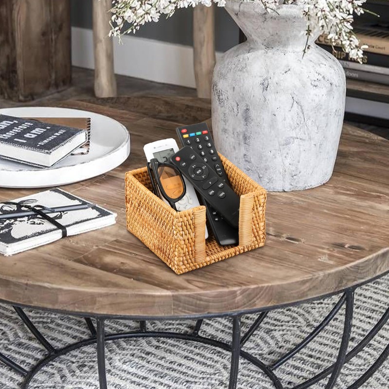 Sumnacon Napkin Holder,Square Rattan Napkin Holder Table Wicker Countertop,Cocktail Napkin