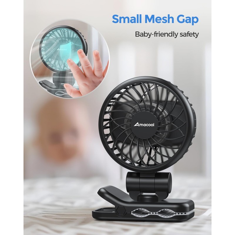 AMACOOL Mini Baby Fan with Clip for Carrier/Baby Car Seat/Bassinet,