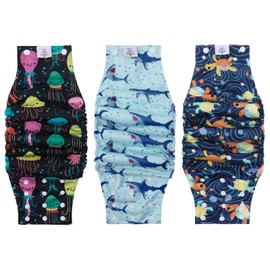 CuteBone Male Dog Diapers Washable with Snaps Doggie Belly Band Reusable 3pcs a Pack for Male Dogs Wraps KDM05L