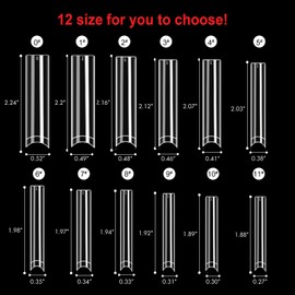 SITELENABY 504PCS 3XL No C Curve Square Nail Tips, Half Cover Artificial Nails Straight Tapered Square French Clear Fake Nail Tips for Acrylic Nails Professional 12 Sizes(3XL no c square 500pcs)