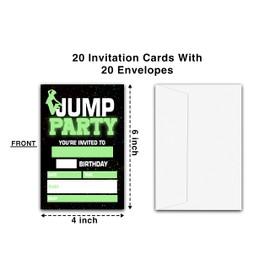 ONDTOM Jump Trampoline Birthday Party Invitations With Envelopes(4" x 6")- 20 Pack - Bounce House Party Invites-c09