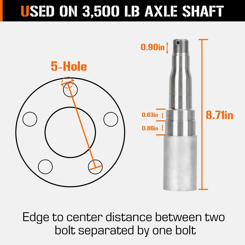 AEagle 2 Sets 5 on 4.5" Bolt Circle Trailer Hub