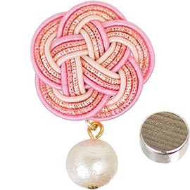 Kotonoha Mizuhiki Accessory Mask Charm Mizuhiki with Pearl Pink [Connecting the Edge between People / Traditional Culture]