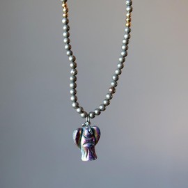 Satin Crystals Pyrite Necklace Angel Rainbow 18 inch
