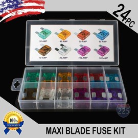 225FWY 24 Pack Large MAXI / APX Blade Fuse Assortment Auto Car Truck SUV AMP FUSES Kit