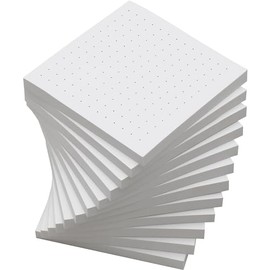 (12 almohadillas para orejas) Notas adhesivas punteadas, 3 x 3 pulgadas, notas autoadhesivas de cuadrícula de puntos, fáciles de publicar para la escuela, oficina, cuaderno, almohadillas para orejas de color blanco