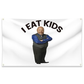 I Eat Kids Flag 3x5 Ft Funny Flag for Indoor Outdoor Room College Dorm Bedroom Wall Decor with 4 Brass Grommets (white)