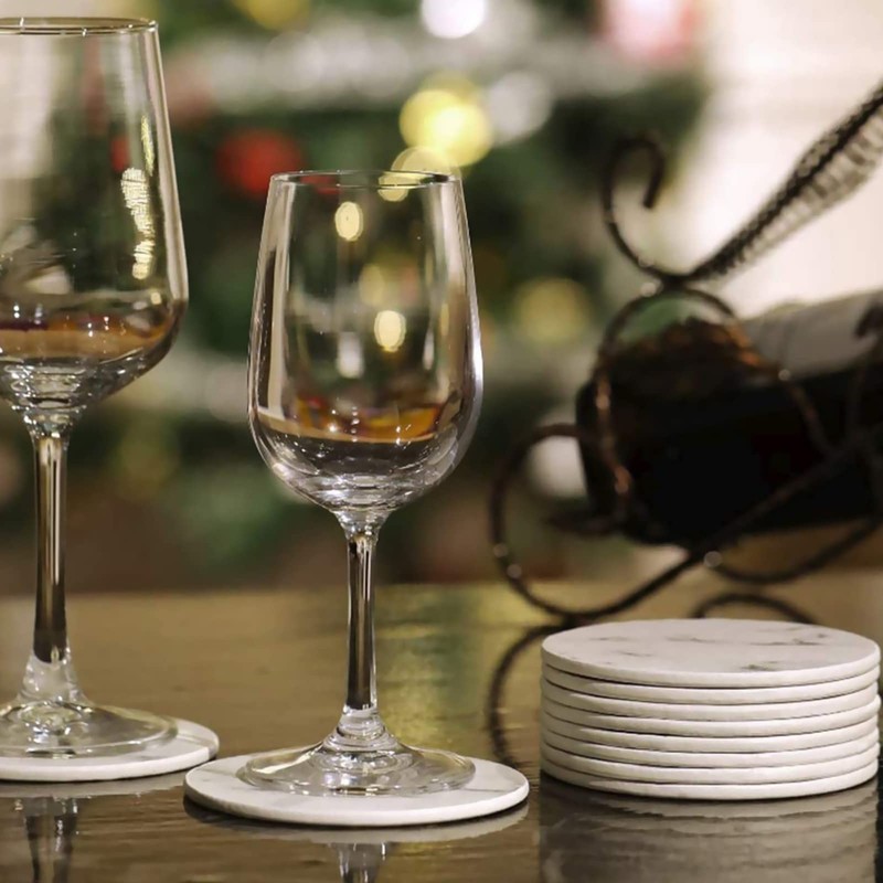 PERCEA Posavasos de Cerámica, Posavasos Redondo Diseño de Mármol, Juego