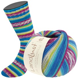 LandLust Die Sockenwolle 4-Ply 312 Sock Yarn, Striped/Jacquard