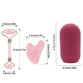 Face Ice Compress Scraping Gift Box, incluye rejilla de hielo de silicona para compresas faciales, rodillo de cristal en polvo, tabla de raspado de cristal en polvo, etc. Usted puede dar masaje facial, conveniente para el regalo de cumpleaños, Navidad, d