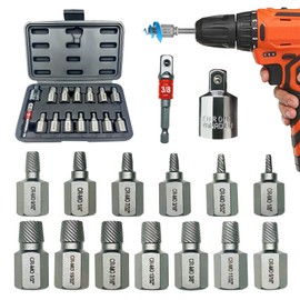 Greywolf 15 pcs Screw Extractor Set with 3/8 Inch Drive, Hex Head Multi-Spline Screw Easy Extraction Bolt Extractor Kit, Broken Bolt Extractor for Removing Broken, Rusted Bolts and Screws