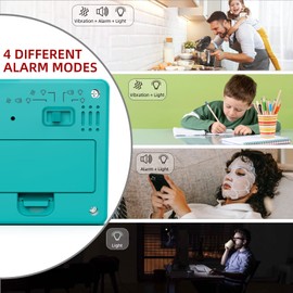 ThreeH Digital Alarm Clock with Snooze Function Kitchen Timer Easy Operation Flip Timer with Mute Alarm Countdown Setting Blue