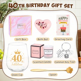 40. Geburtstag Geschenk für Frauen, Personalisierte Geschenke für Frauen, Lustige Geschenkset 40 Geburtstag für Sie, Weinglas Geschenke für Mutter, Ehefrau, Schwester, Tante, Lehrerin, Beste Freunde