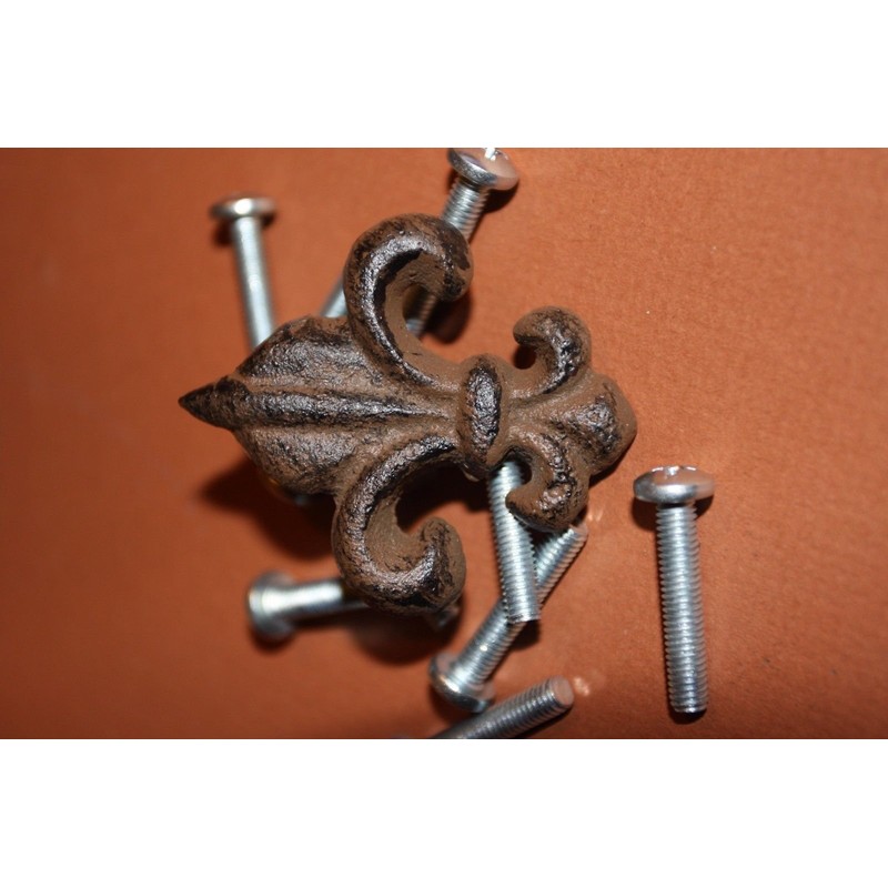 Pack of 10 Cast Iron Fleur De Lis Knobs Cabinet