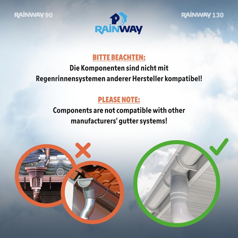 RainWay 130 Gutter System Plastic (PVC), 130 mm Selection of