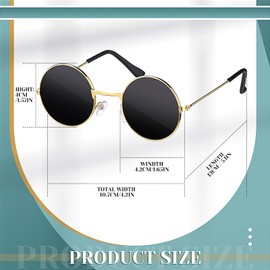 Dog Sunglasses Retro Pet Glasses Doll Glasses Classic Round Dog Glasses Metal Cat Puppy Eye Wear Hippie Costumes for Cats and Dogs, Photos Props Cosplay Party Costume (Gold, Black,Modern Style)
