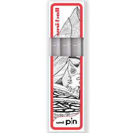 uni-ball PIN Fineliners | Fine Tipped Writing Pens | Water & Fade Resistant Ink | Ideal for Sketching, Scrapbooking, Outlining, Art, Technical Drawing | In Gift Box (Light Grey - 0.1mm, 3)