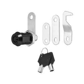 PATIKIL - Cerraduras de gabinete negras de 1/8 pulgadas con llaves negras, 1 paquete de cerradura de aleación de zinc, cilindro de cerradura de caravana, con llave similar para gabinete, RV, cajón,