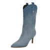 Guess Women's WURLIE Mid Calf Boot, Medium Blue Denim 420,