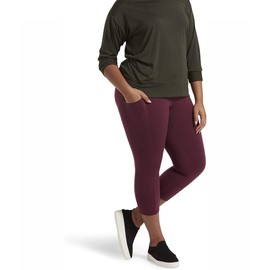 No Nonsense Women's Cotton Lounge Capri Legging with Tech Pocket, Napa, Medium