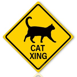 MOLESS Cat Crossing Signs - 12 × 12″ Street Sign with "CAT XING" for Road Sign Room Decor, Indoor/Outdoor Use