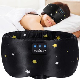 MUSICOZY Mulberry Silk Bluetooth Sleep Mask with HD Stereo Sound, Wireless Sleep Headband Headphones for Side Sleepers, Adjustable Size, Total Light Blocking, Perfect for Travel Relaxation Sleep