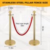 Berverra 4pcs Stanchions with 2pcs 5ft Velvet Ropes, Gold Stanchion