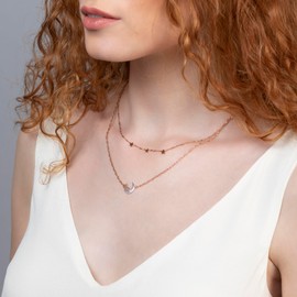 RADLEY Ladies 18ct Rose Gold Plated Two Tone Dog in Moon Necklace RYJ2211S