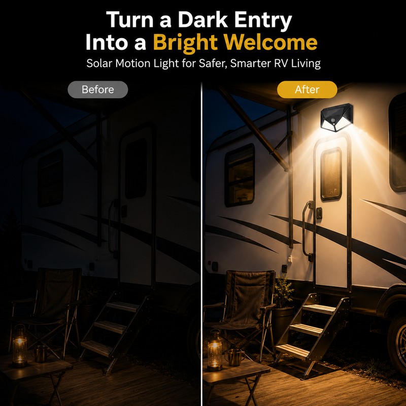 Solar RV Porch Light for Outdoor Use – Motion Sensor