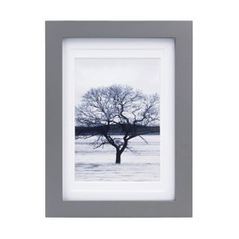 EGOFINE 7x5 Picture Frame - Made of Solid Wood Covered by Plexiglass Matted for 4x6 and 3.5x5 for Table Top Display and Wall Mounting Photo Frame Dark Gray