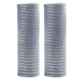 XNHIU Euvoym 2 Rolls Silver Christmas Poly Mesh Ribbon 10 Inches x 10 Yards Metallic Foil Mesh Rolls Metallic Foil Deco Mesh Ribbon for Christmas Tree Wreaths Swag Bows Garland Decoration (Silver)